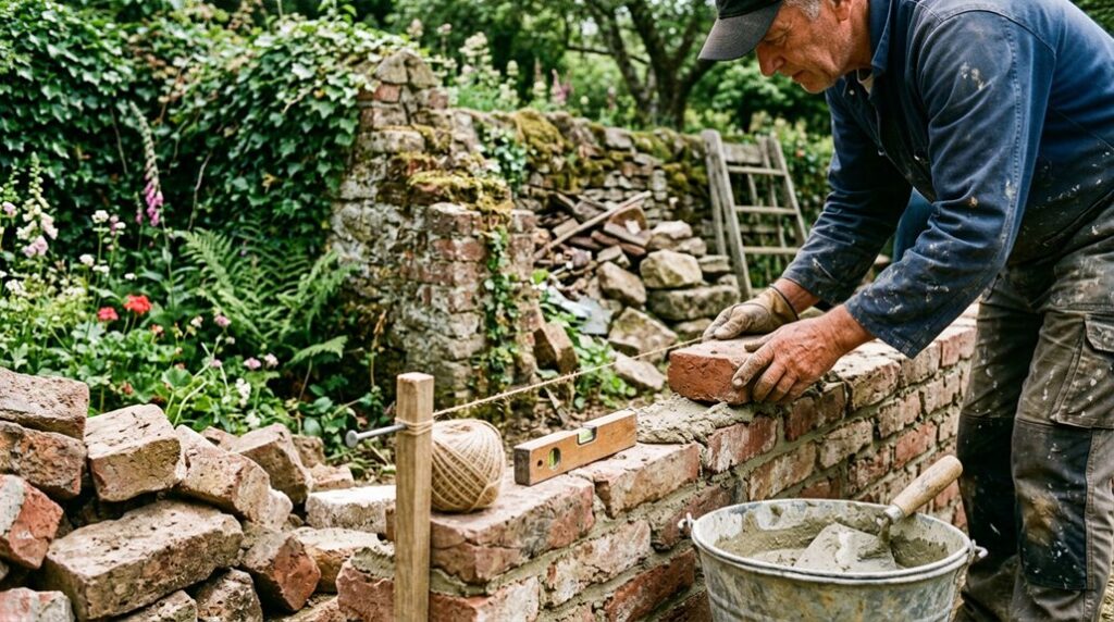 restoring garden brick wall
